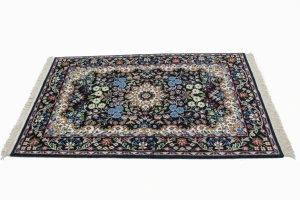 Black Floral Kirman 3X4 Oriental Rug