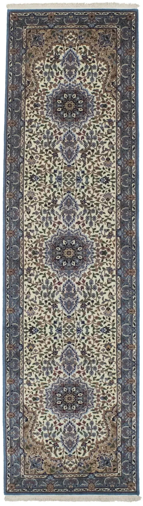 Cream Floral Kirman 3X10 Oriental Runner Rug