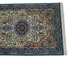 Cream Floral Kirman 3X10 Oriental Runner Rug