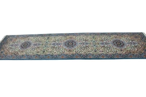 Cream Floral Kirman 3X10 Oriental Runner Rug
