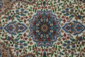 Cream Floral Kirman 3X10 Oriental Runner Rug