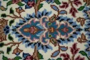Cream Floral Kirman 3X10 Oriental Runner Rug