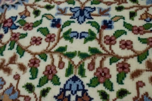 Cream Floral Kirman 3X10 Oriental Runner Rug