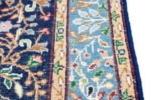 Navy Blue Floral Kirman 3X10 Oriental Rug