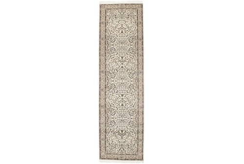 Cream Floral Kirman 3X10 Oriental Rug