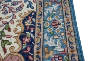 Cream Floral Kirman 3X10 Oriental Rug