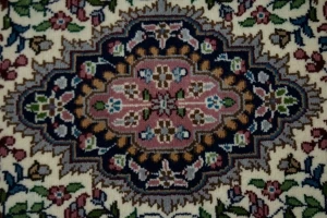 Cream Floral Kirman 3X10 Oriental Rug
