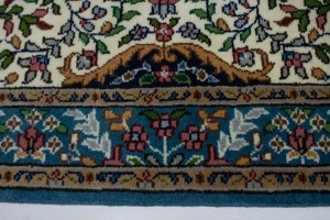 Cream Floral Kirman 3X10 Oriental Rug