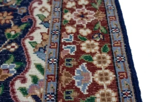 Navy Blue Floral Kirman 3X10 Oriental Runner Rug