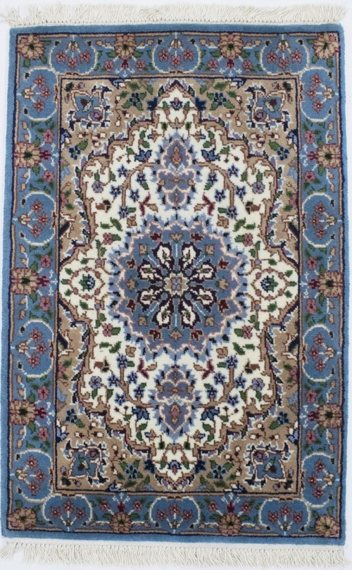 Cream Floral Kirman 2X3 Oriental Rug