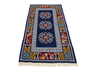 Navy Blue Floral 3X6 Chinese Style Oriental Rug