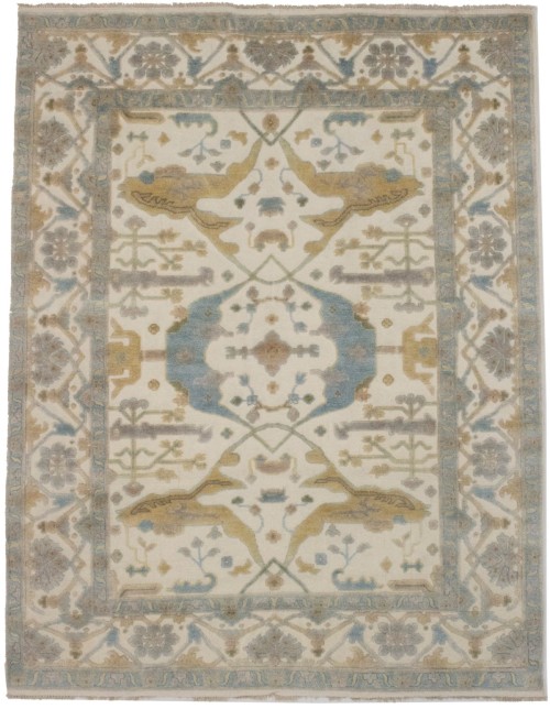 Cream Floral Traditional 8X10 Casual Oushak Oriental Rug