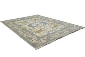 Cream Floral Traditional 8X10 Casual Oushak Oriental Rug
