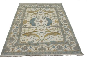 Cream Floral Traditional 8X10 Casual Oushak Oriental Rug