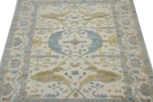Cream Floral Traditional 8X10 Casual Oushak Oriental Rug