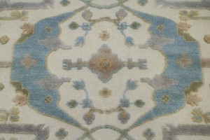 Cream Floral Traditional 8X10 Casual Oushak Oriental Rug