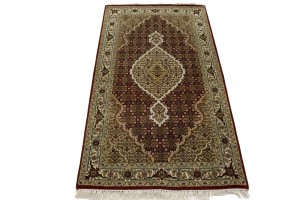 Red Floral Geometric 3X5 Tabriz Fish Mahi Oriental Rug