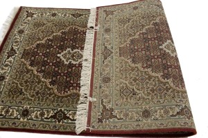 Red Floral Geometric 3X5 Tabriz Fish Mahi Oriental Rug