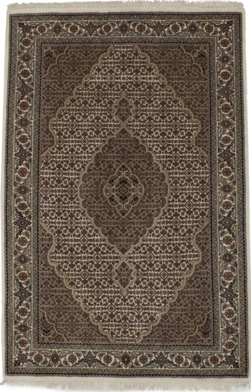 Cream Floral 4X6 Tabriz Fish Mahi Oriental Rug