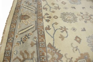 Cream Floral 9X12 Oushak Chobi Oriental Rug