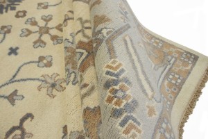 Cream Floral 9X12 Oushak Chobi Oriental Rug