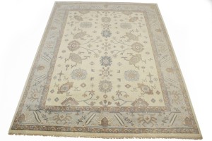 Cream Floral 9X12 Oushak Chobi Oriental Rug