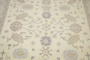 Cream Floral 9X12 Oushak Chobi Oriental Rug