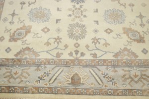 Cream Floral 9X12 Oushak Chobi Oriental Rug