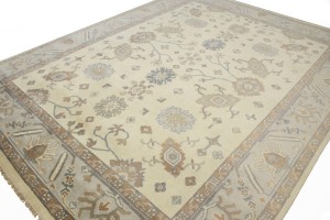 Cream Floral 9X12 Oushak Chobi Oriental Rug