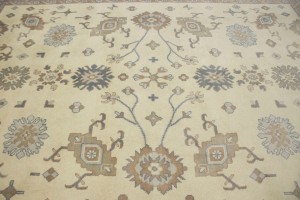 Cream Floral 9X12 Oushak Chobi Oriental Rug