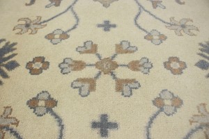 Cream Floral 9X12 Oushak Chobi Oriental Rug