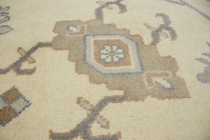 Cream Floral 9X12 Oushak Chobi Oriental Rug