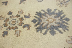Cream Floral 9X12 Oushak Chobi Oriental Rug