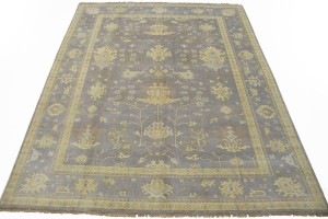 Light Gray Floral 8X10 Oushak Chobi Oriental Rug