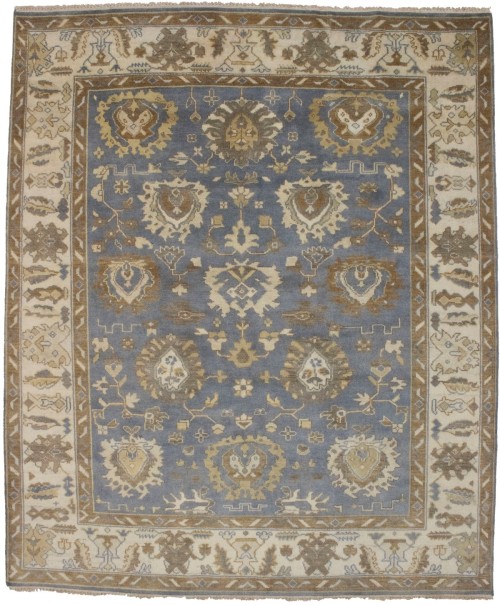 Slate Grey Floral 8X10 Oushak Chobi Oriental Rug