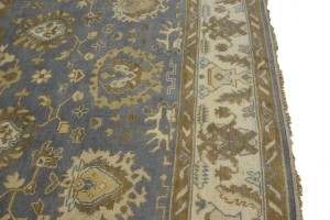 Slate Grey Floral 8X10 Oushak Chobi Oriental Rug
