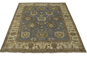 Slate Grey Floral 8X10 Oushak Chobi Oriental Rug