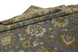 Slate Grey Floral 8X10 Oushak Chobi Oriental Rug