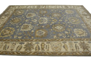 Slate Grey Floral 8X10 Oushak Chobi Oriental Rug