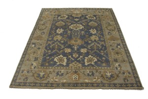 Slate Grey Floral 8X10 Oushak Chobi Oriental Rug