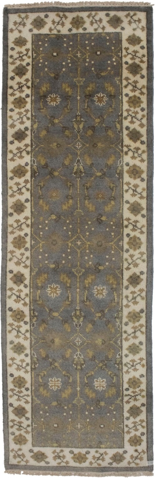 Gray Floral 3X8 Oushak Chobi Oriental Runner Rug