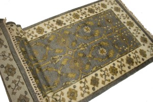 Gray Floral 3X8 Oushak Chobi Oriental Runner Rug