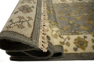 Gray Floral 3X8 Oushak Chobi Oriental Runner Rug