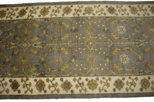 Gray Floral 3X8 Oushak Chobi Oriental Runner Rug