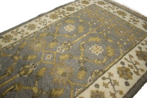 Gray Floral 3X8 Oushak Chobi Oriental Runner Rug