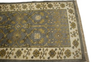 Gray Floral 3X8 Oushak Chobi Oriental Runner Rug