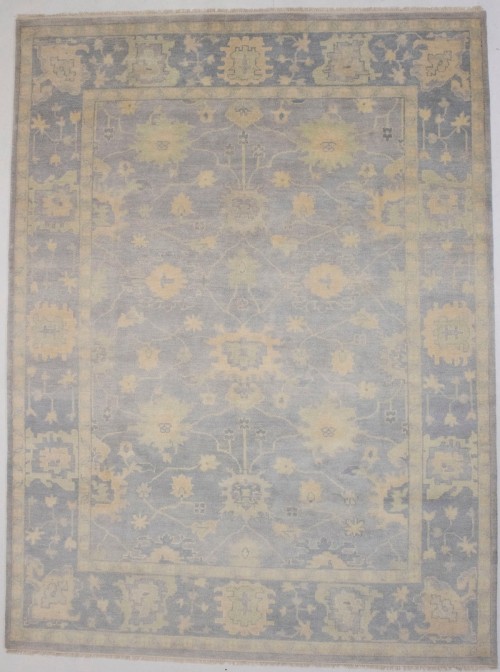 Gray Floral 9X12 Oushak Chobi Oriental Rug