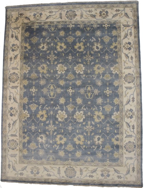 Slate Grey Floral 12X16 Oushak Chobi Oriental Rug