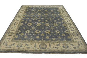 Slate Grey Floral 12X16 Oushak Chobi Oriental Rug