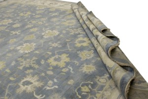 Slate Grey Floral 12X16 Oushak Chobi Oriental Rug